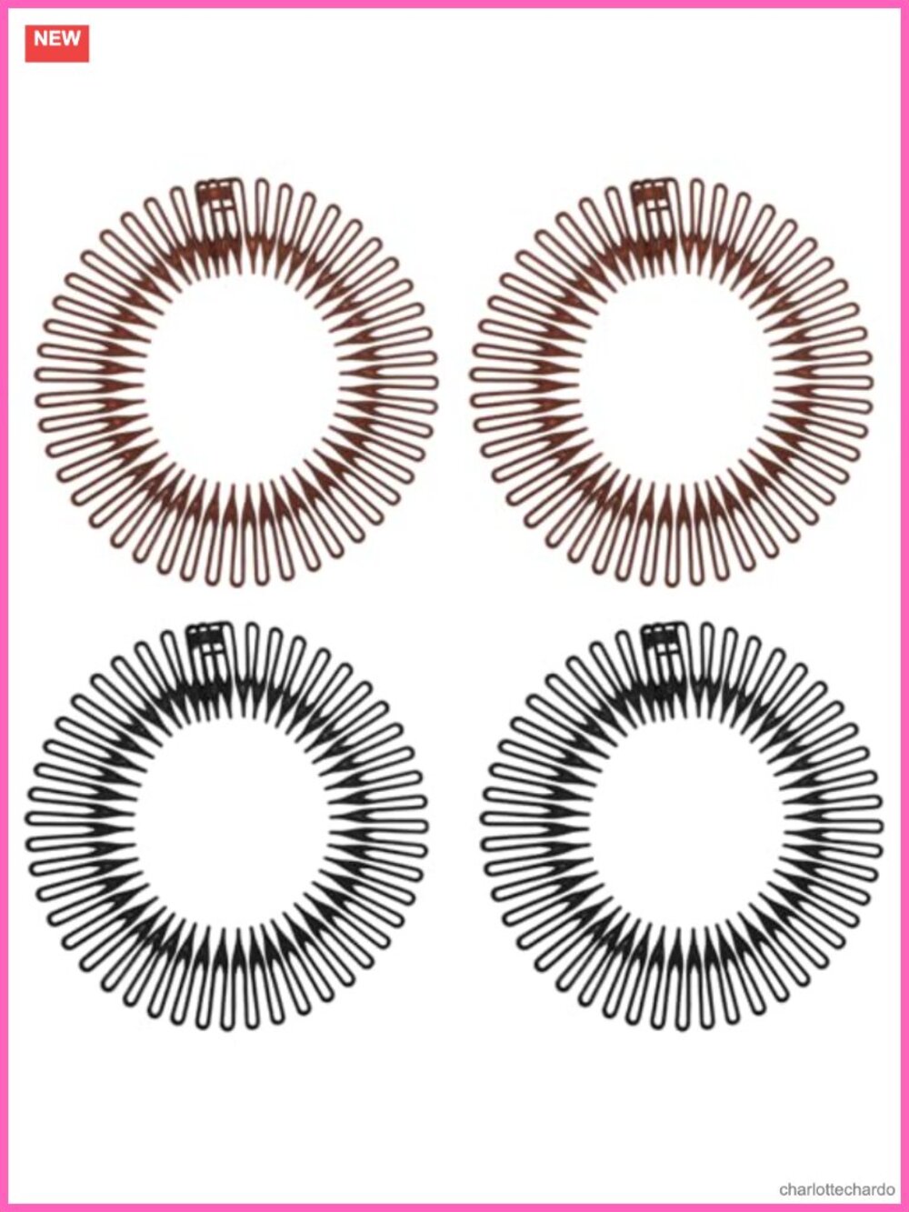 4PCS Flexible PVC Circular Stretch Comb Headbands Zig Zag Hair Accessories for